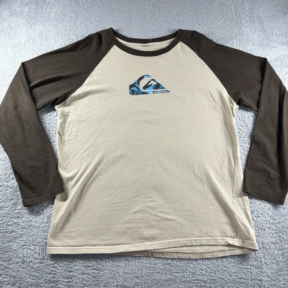 VINTAGE Quicksilver Shirt‎ Mens Large Long Sleeve Baseball Tee Colorblock